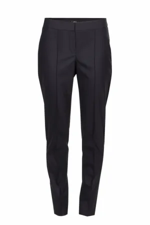 Satin-trimmed stretch-wool pants