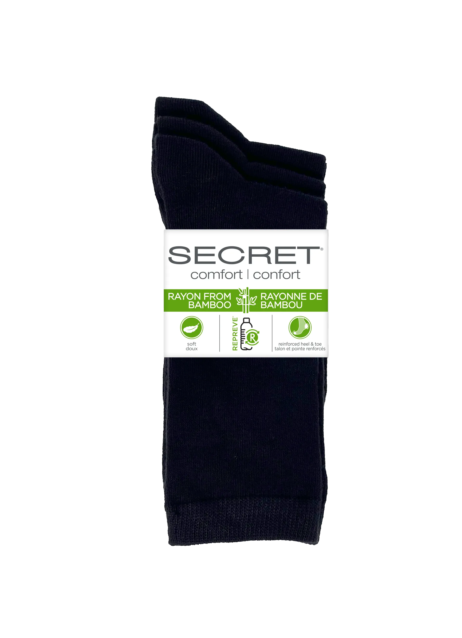 SECRET® Comfort Bamboo Flat Knit Crew - 3 Pairs