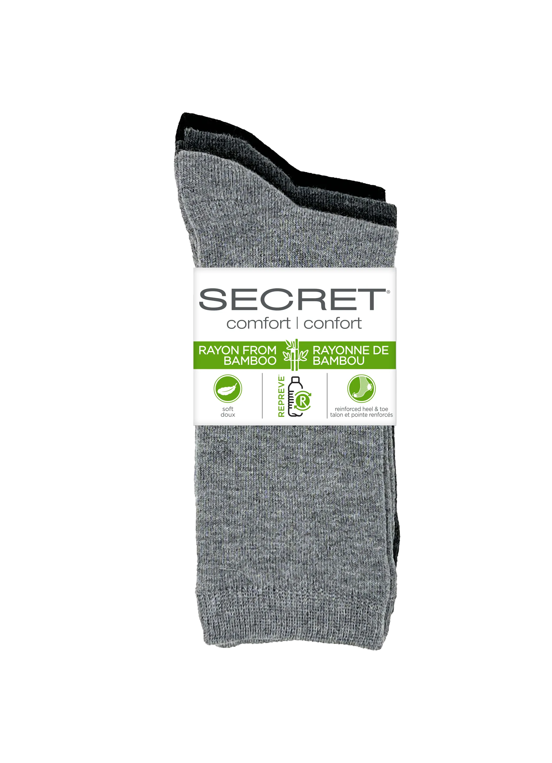 SECRET® Comfort Bamboo Flat Knit Crew - 3 Pairs