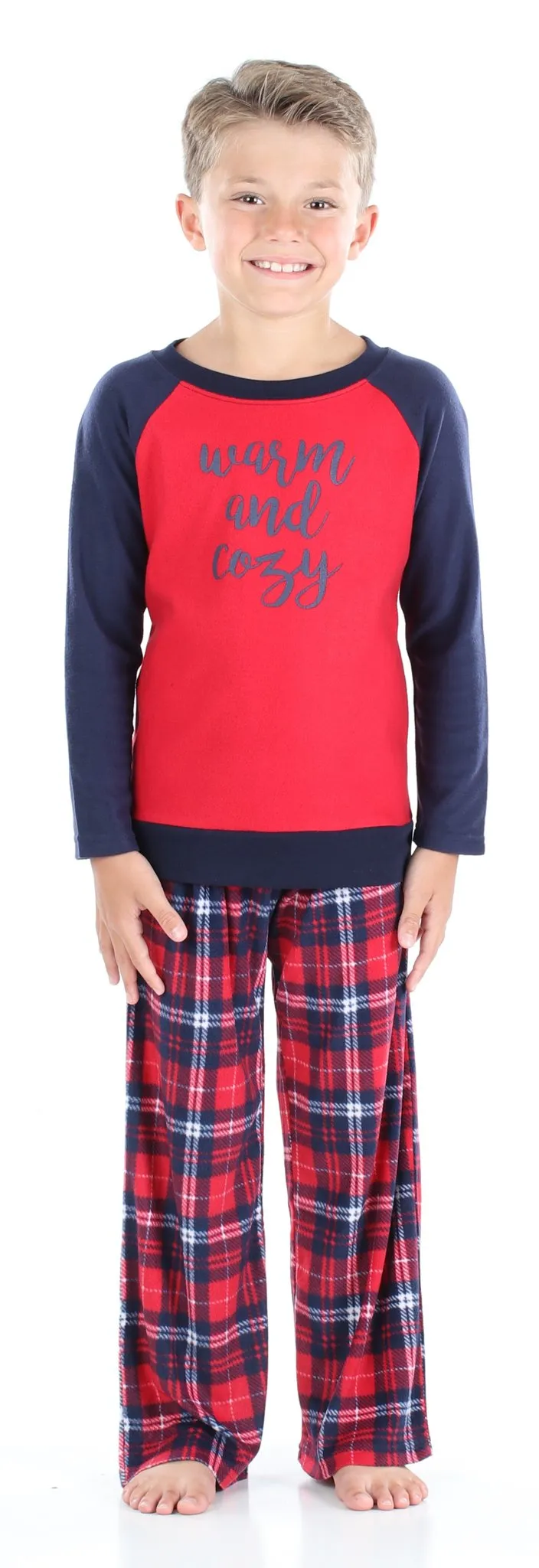 SleepytimePjs Christmas Family Matching Blue and Red Plaid Fleece Pajamas