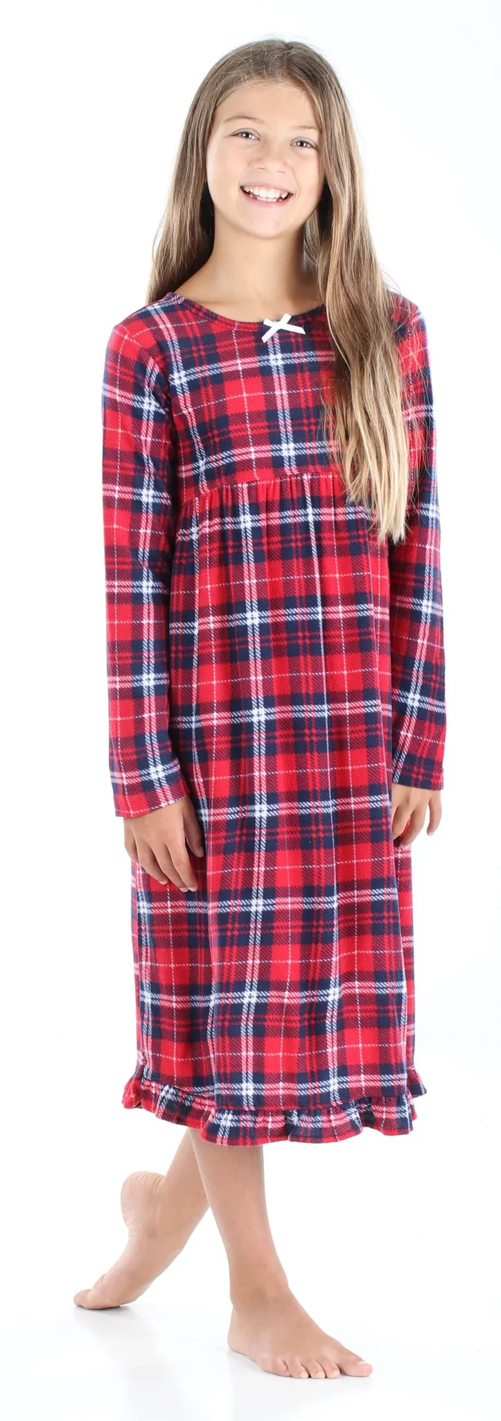 SleepytimePjs Christmas Family Matching Blue and Red Plaid Fleece Pajamas