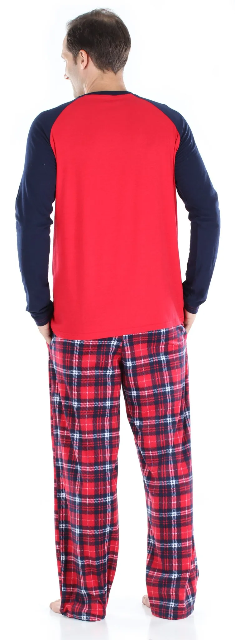 SleepytimePjs Christmas Family Matching Blue and Red Plaid Fleece Pajamas