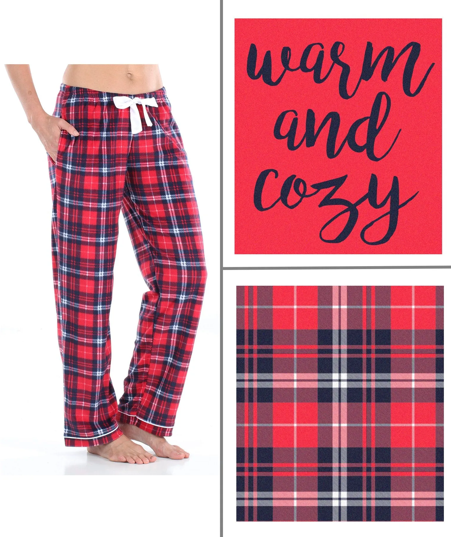 SleepytimePjs Christmas Family Matching Blue and Red Plaid Fleece Pajamas