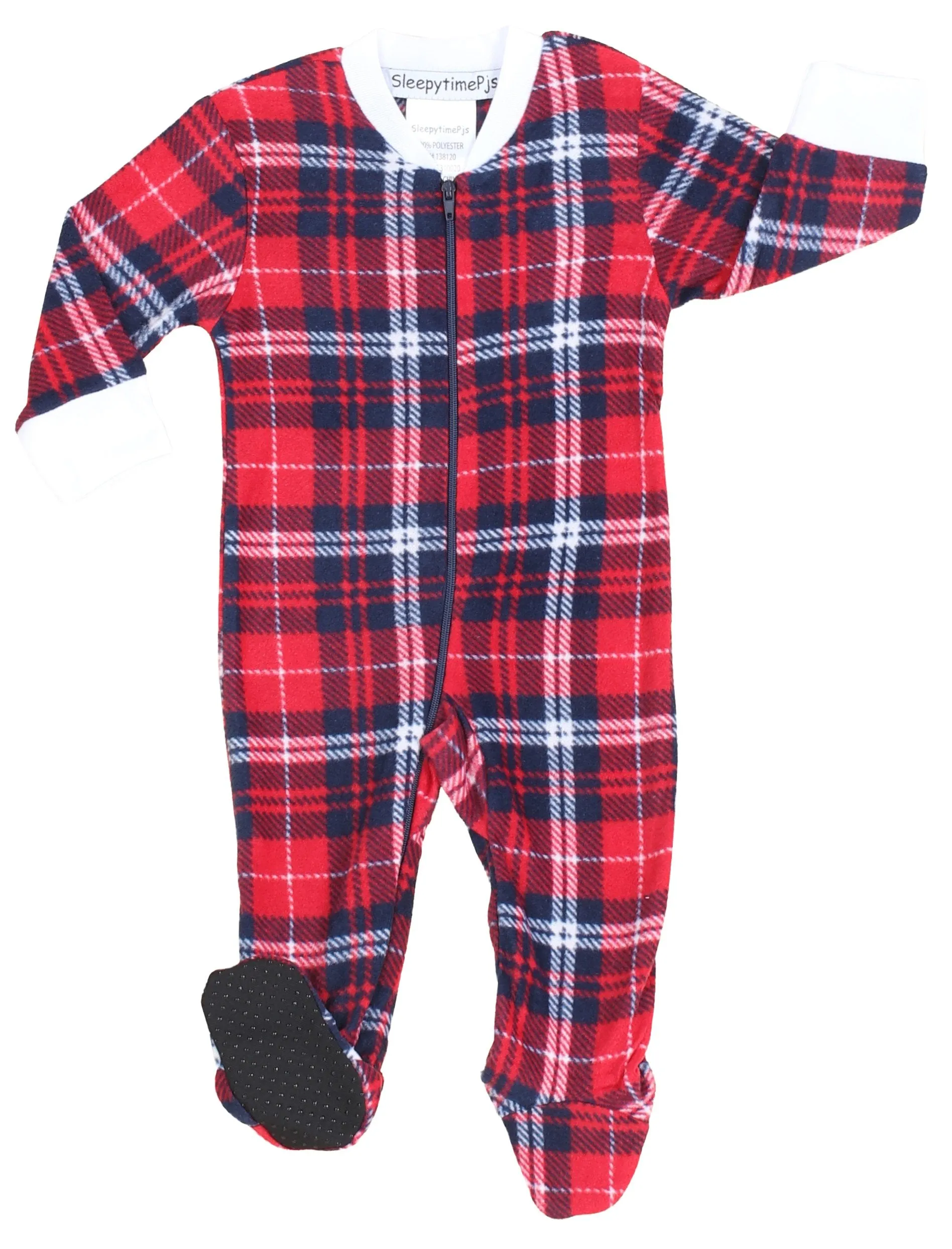 SleepytimePjs Christmas Family Matching Blue and Red Plaid Fleece Pajamas