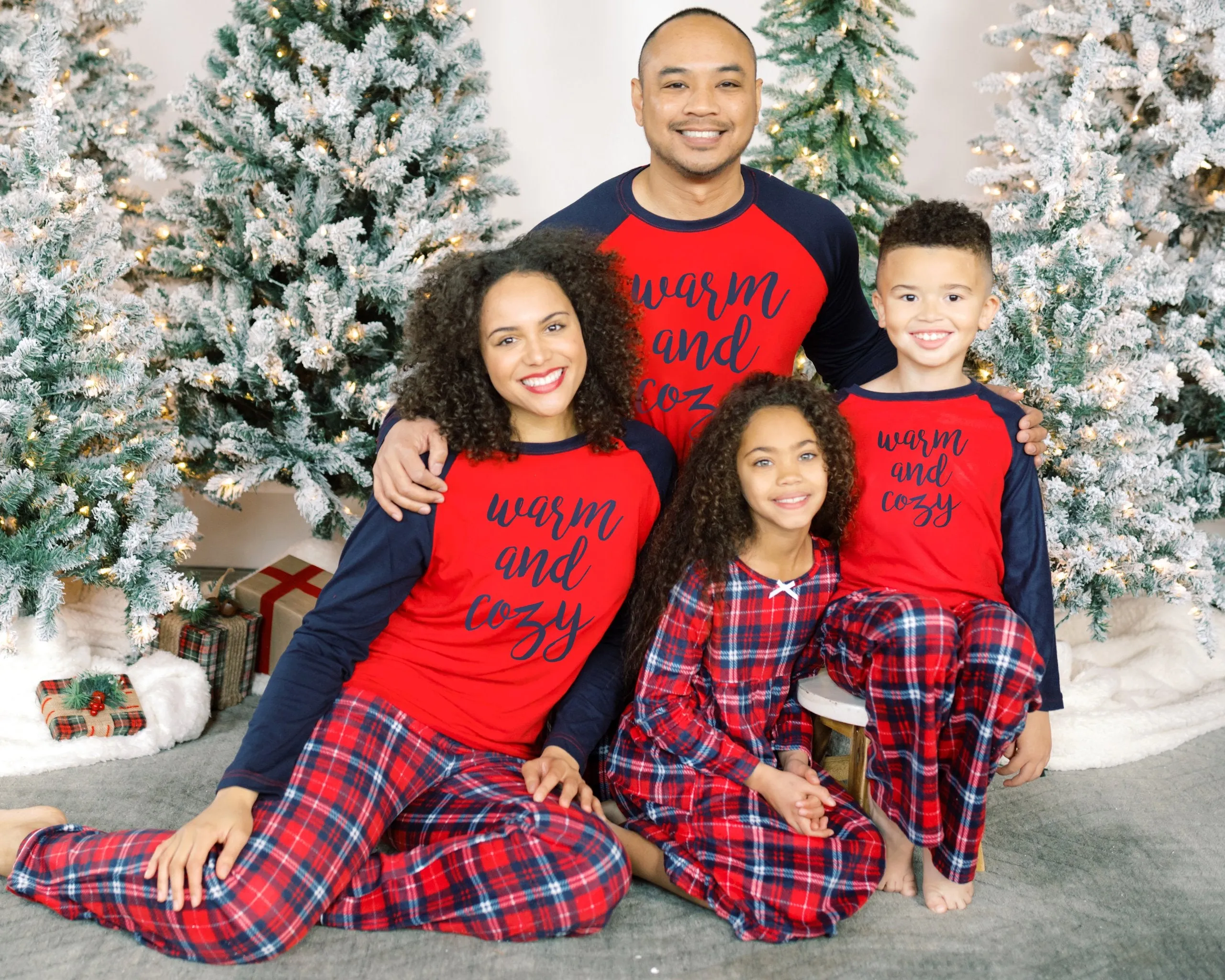 SleepytimePjs Christmas Family Matching Blue and Red Plaid Fleece Pajamas