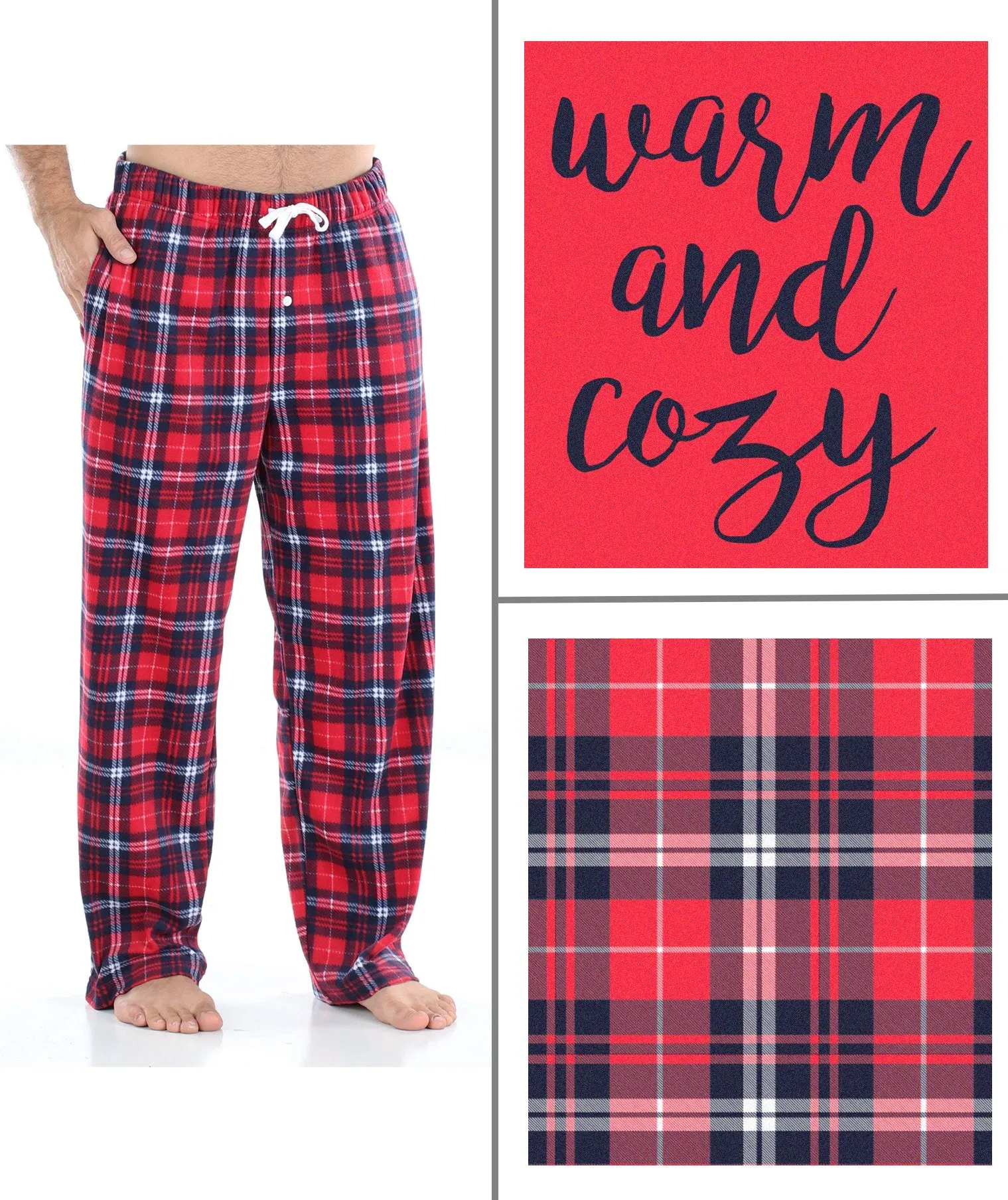 SleepytimePjs Christmas Family Matching Blue and Red Plaid Fleece Pajamas