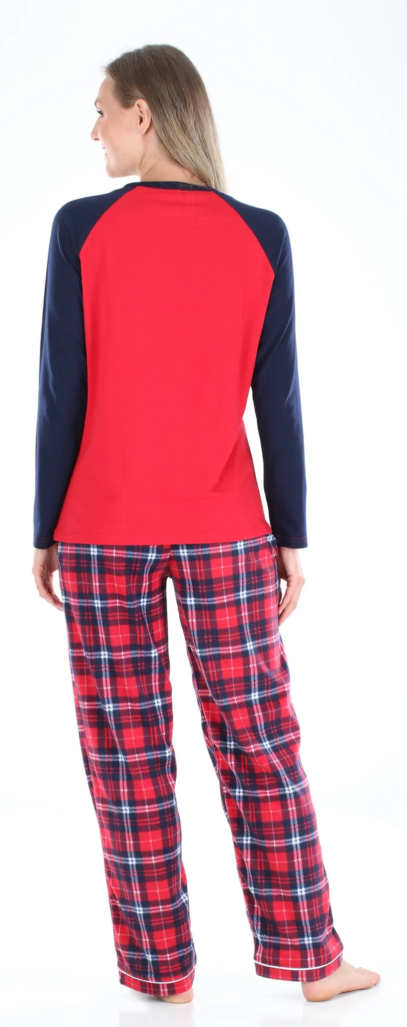 SleepytimePjs Christmas Family Matching Blue and Red Plaid Fleece Pajamas