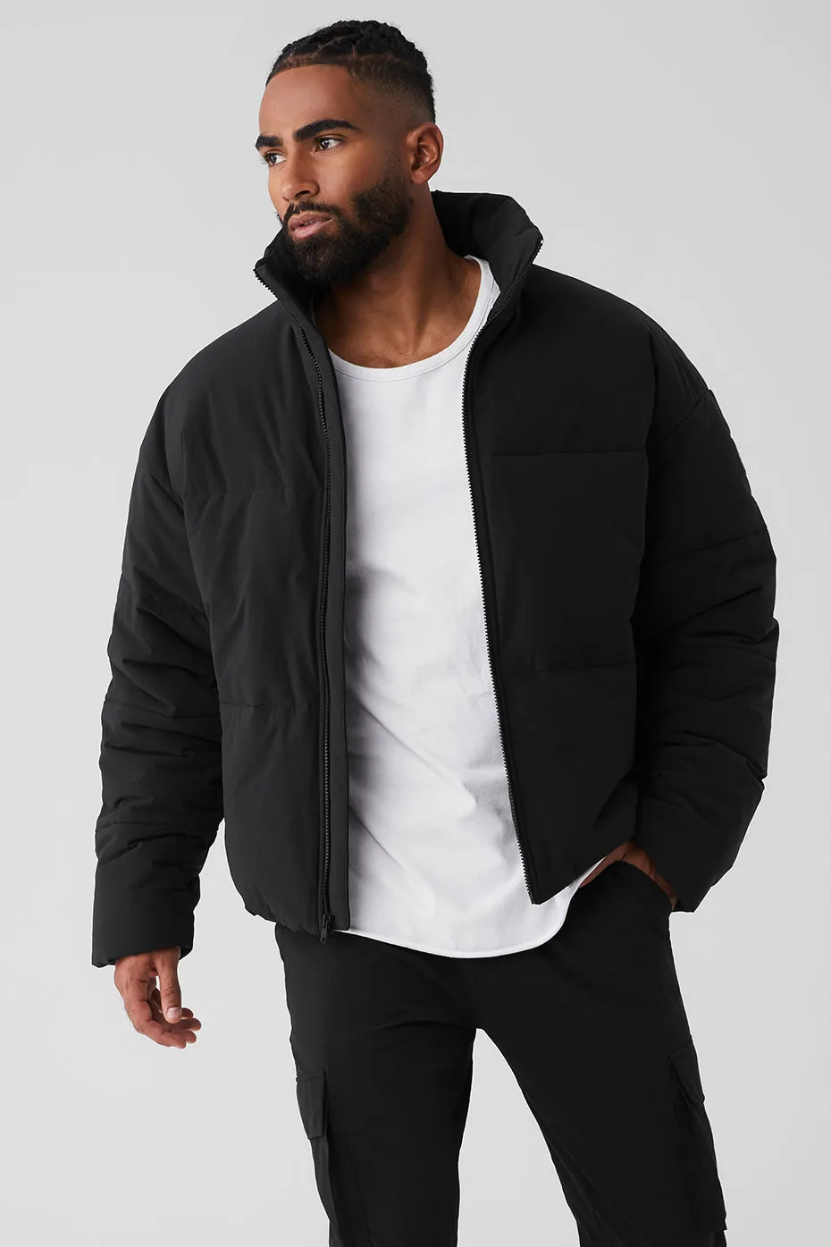 Stretch Woven Street Puffer - Black