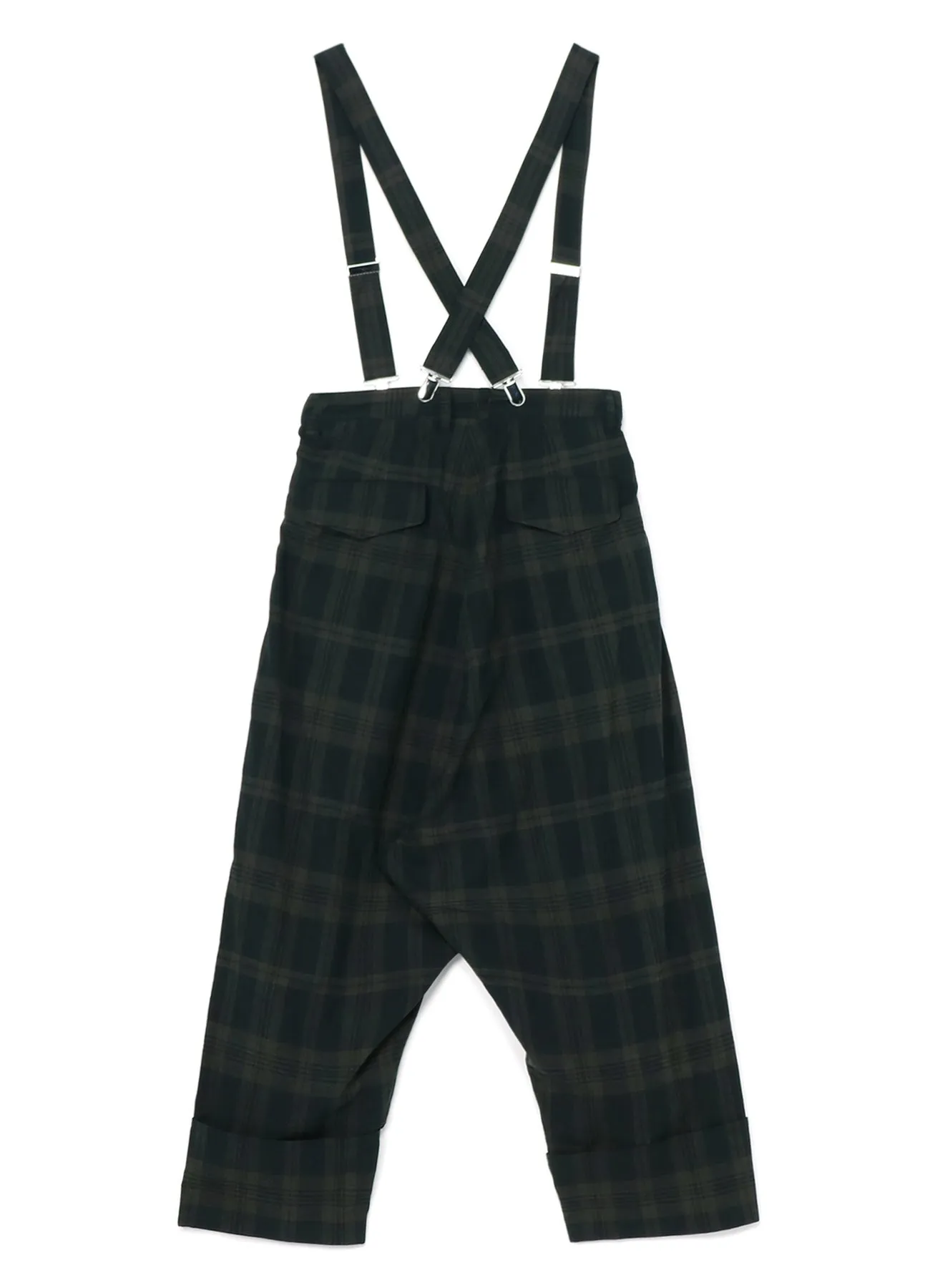 SUMI INK-DYED MADRAS PLAID SUSPENDER MACKIN SAROUEL