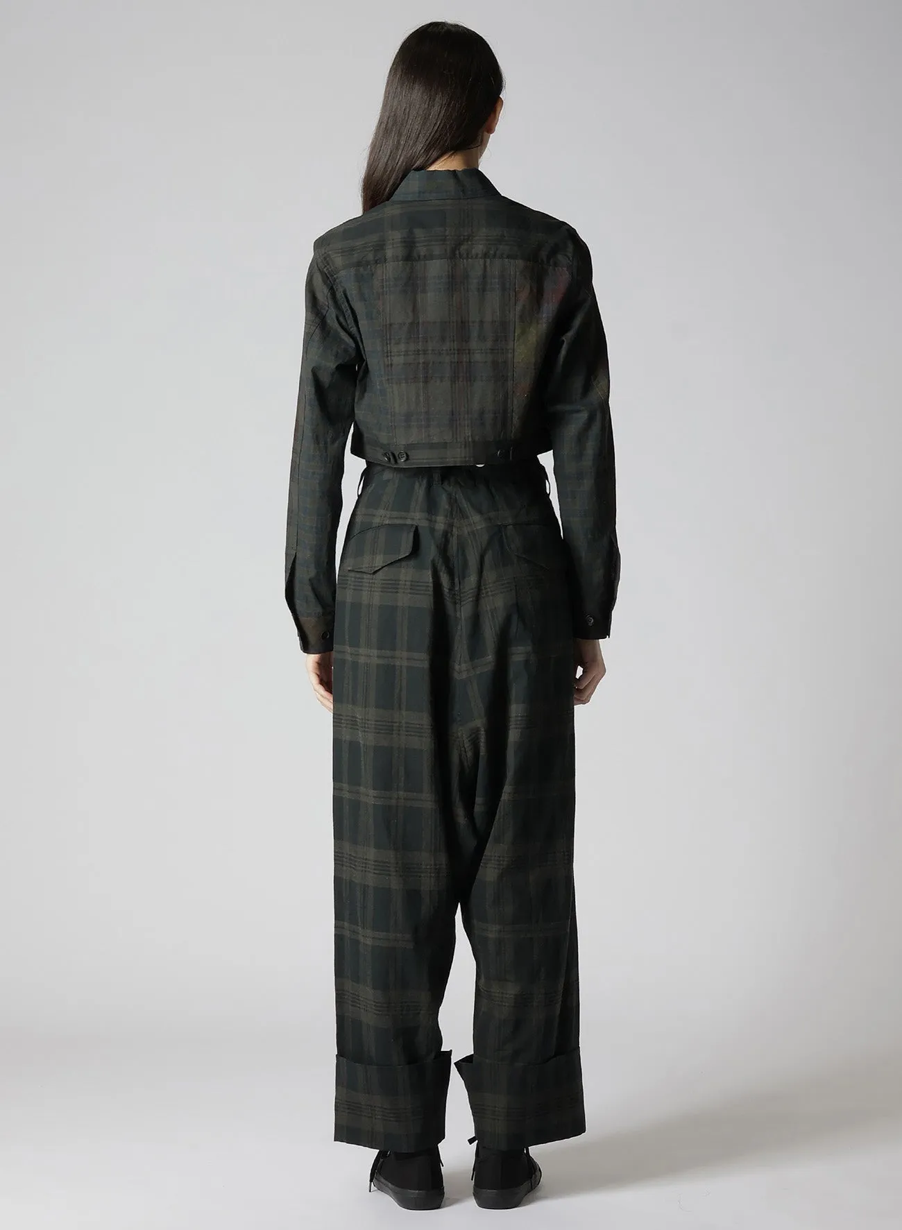 SUMI INK-DYED MADRAS PLAID SUSPENDER MACKIN SAROUEL