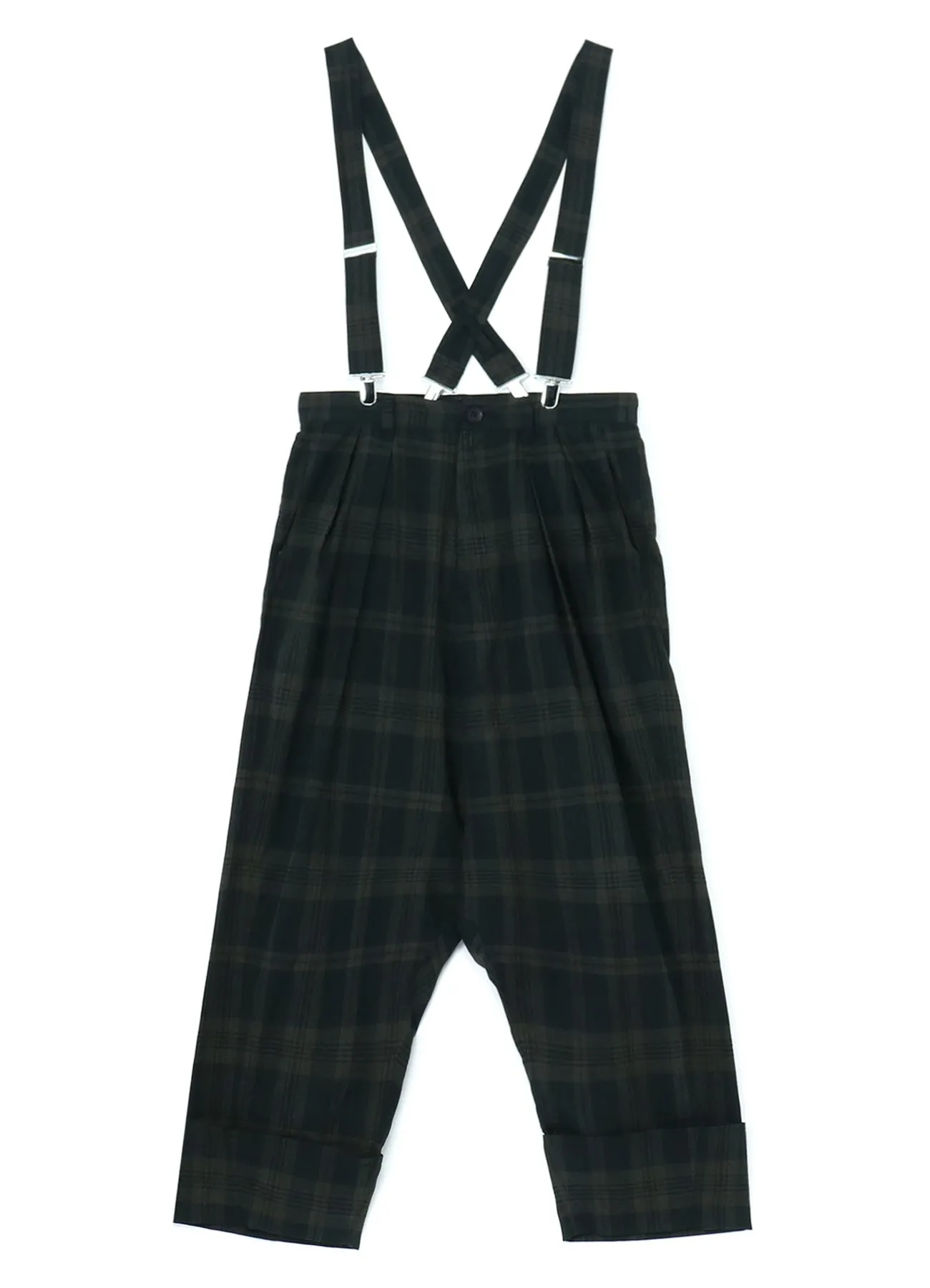 SUMI INK-DYED MADRAS PLAID SUSPENDER MACKIN SAROUEL