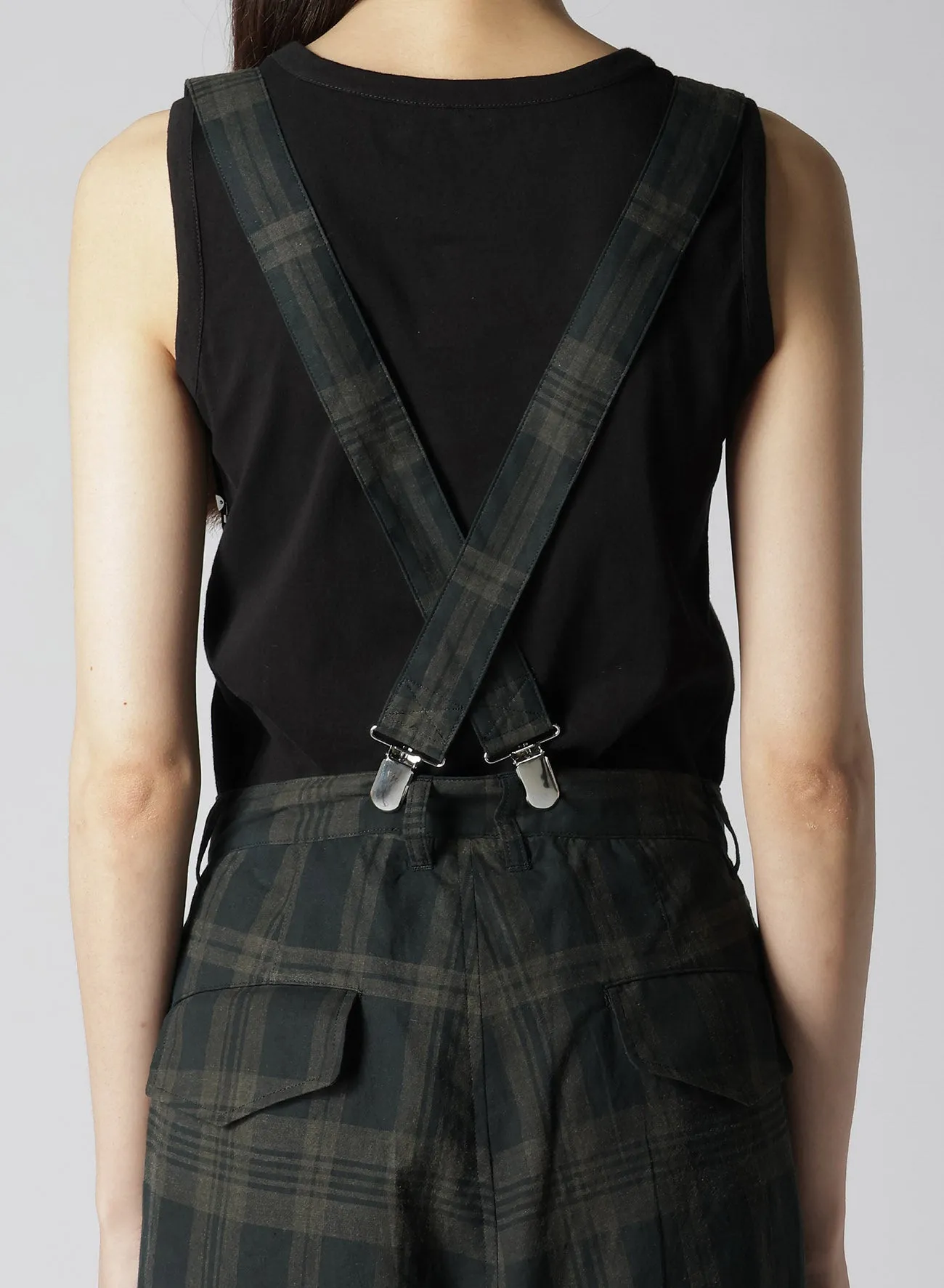 SUMI INK-DYED MADRAS PLAID SUSPENDER MACKIN SAROUEL