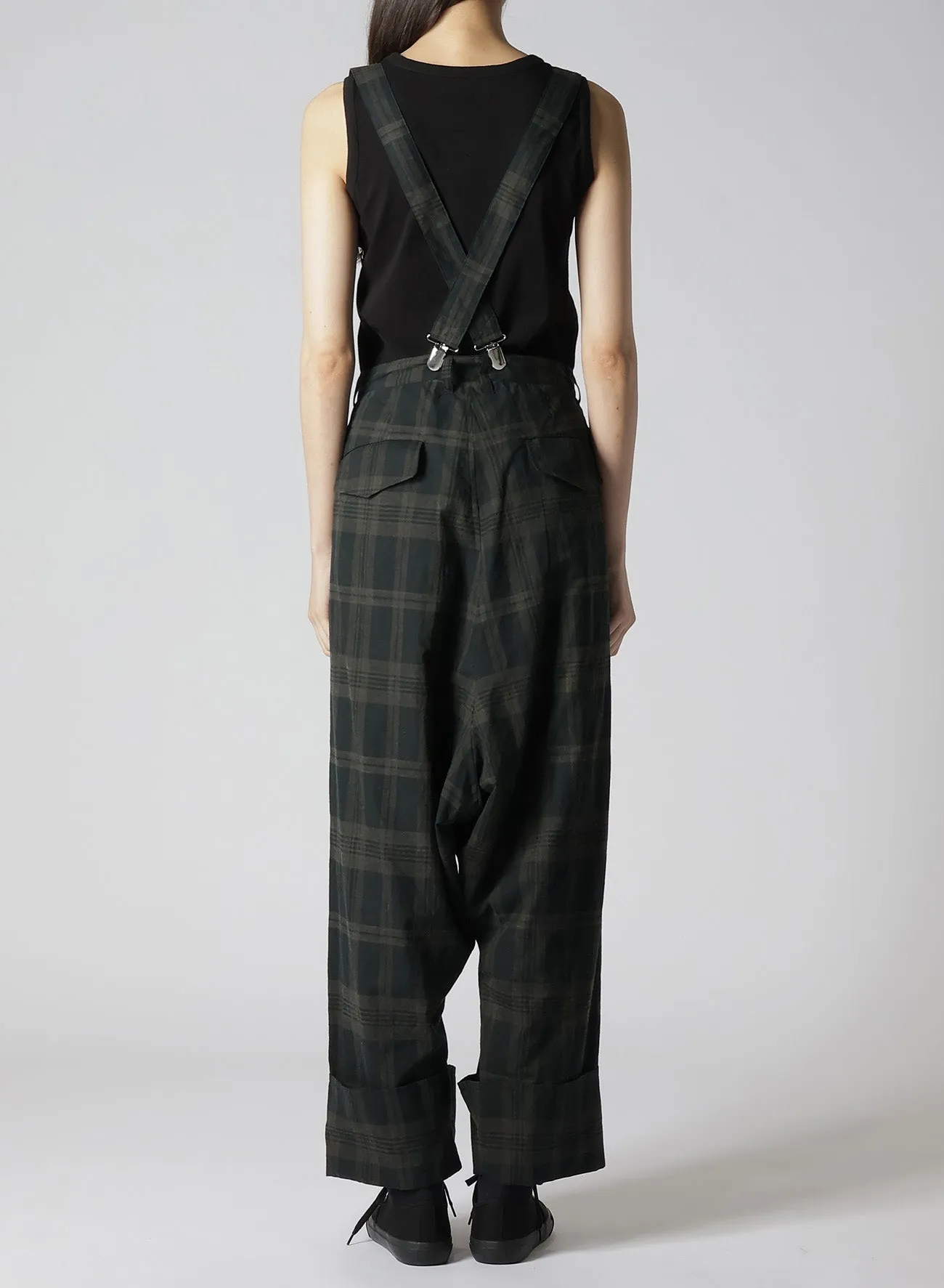 SUMI INK-DYED MADRAS PLAID SUSPENDER MACKIN SAROUEL