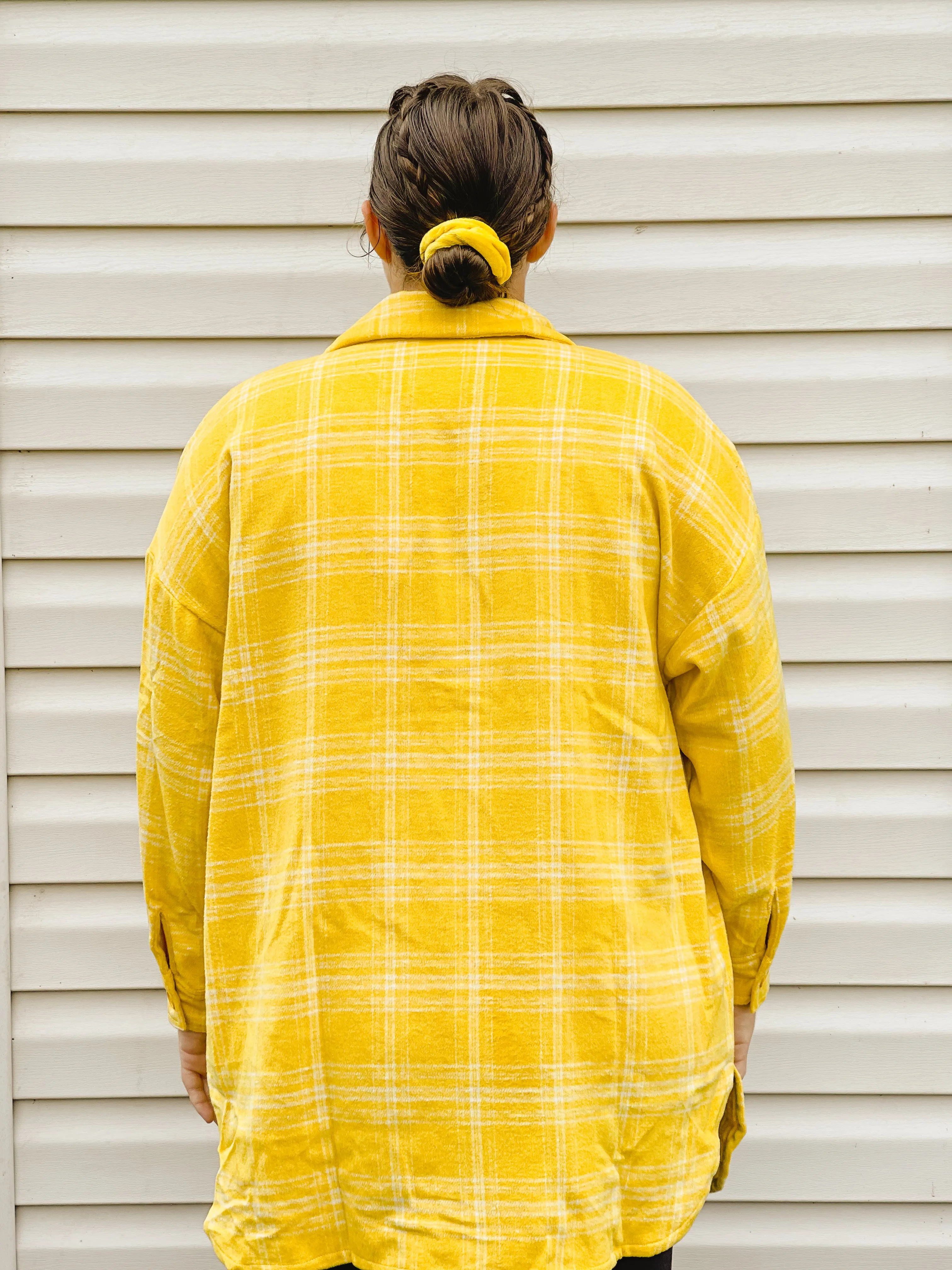 Sunflower Gold Plaid Loose-Fit Shacket