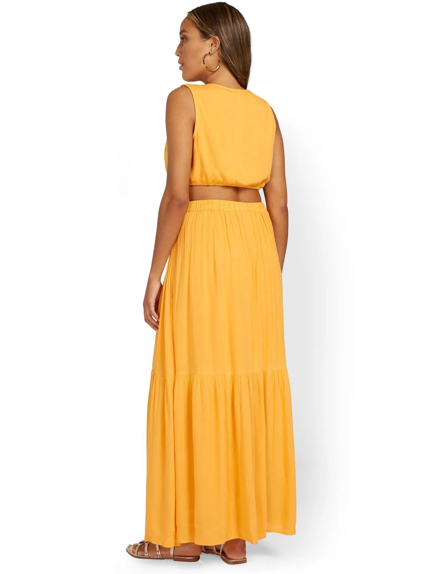 Tassel-Embellished Cut-Out Maxi Dress