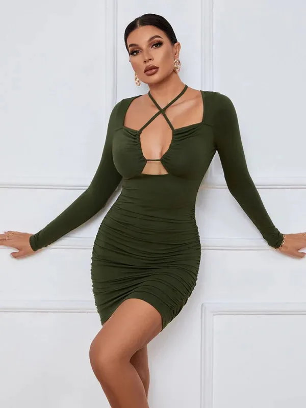 TastyHottie - SEXY HOLLOW LONG SLEEVE SHORT DRESS