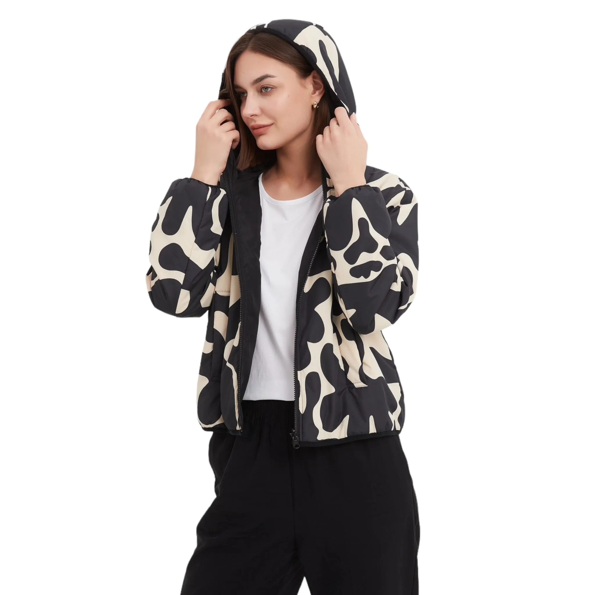 Tirelli Reversible Print Puffer Jacket Cream/Black