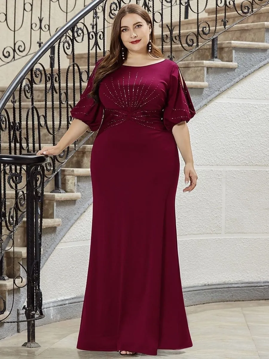 Trendy Round Neck Floor Length Evening Dress for Women