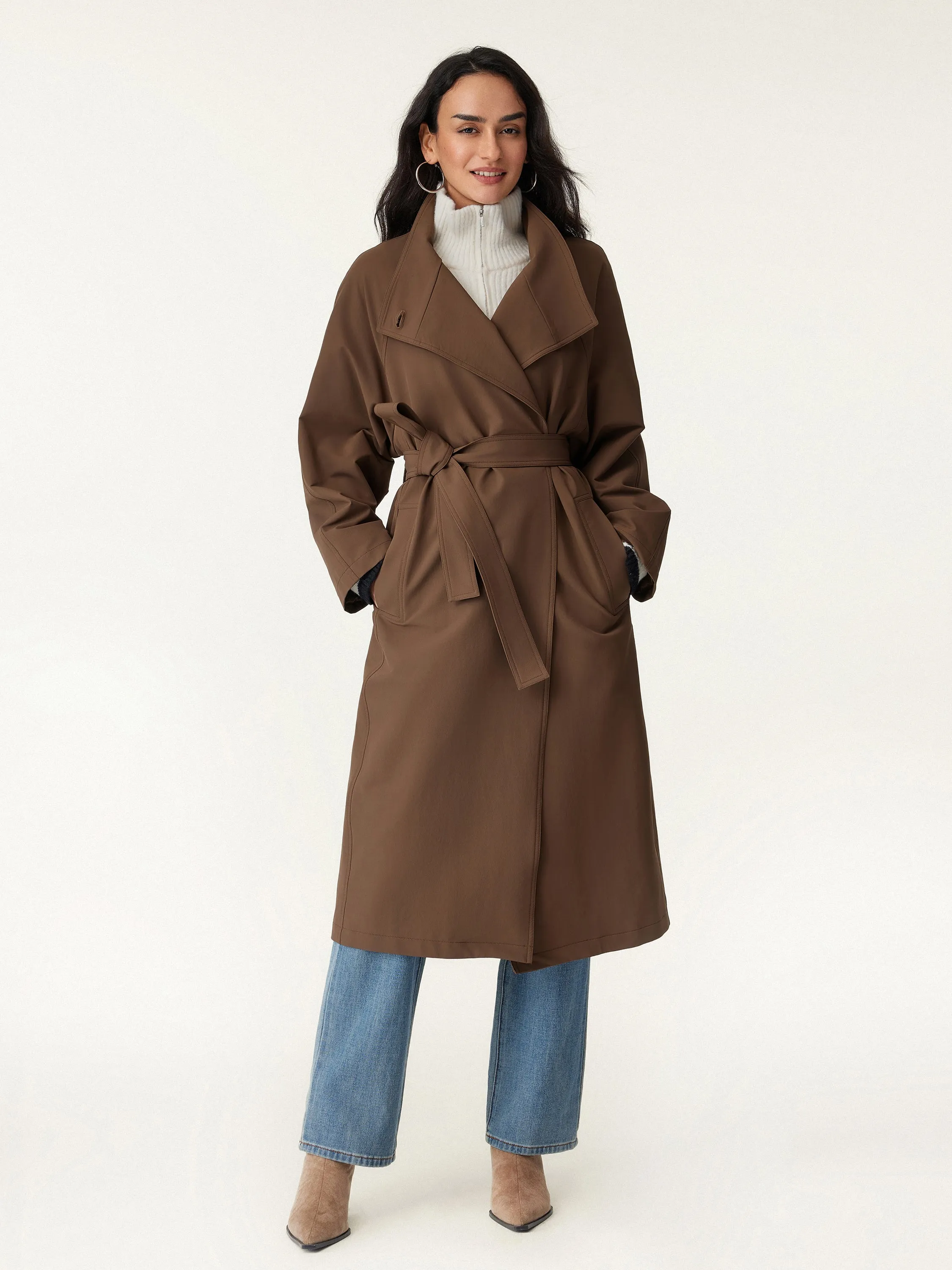 Waterproof Belted Trench Coat