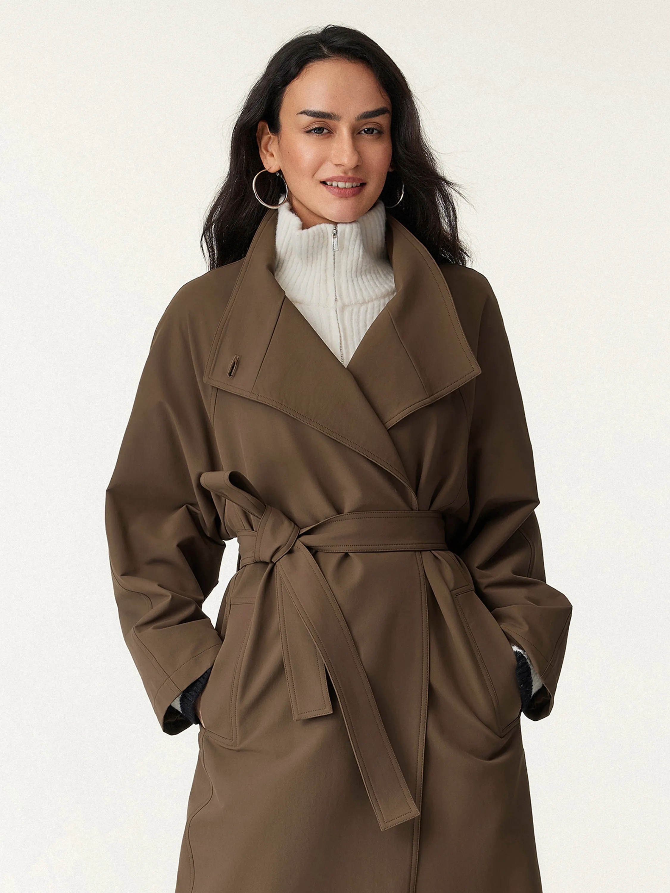 Waterproof Belted Trench Coat