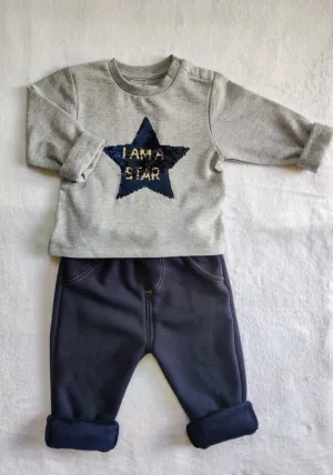 Winter Star Sweatshirt And Navy Trouser Set