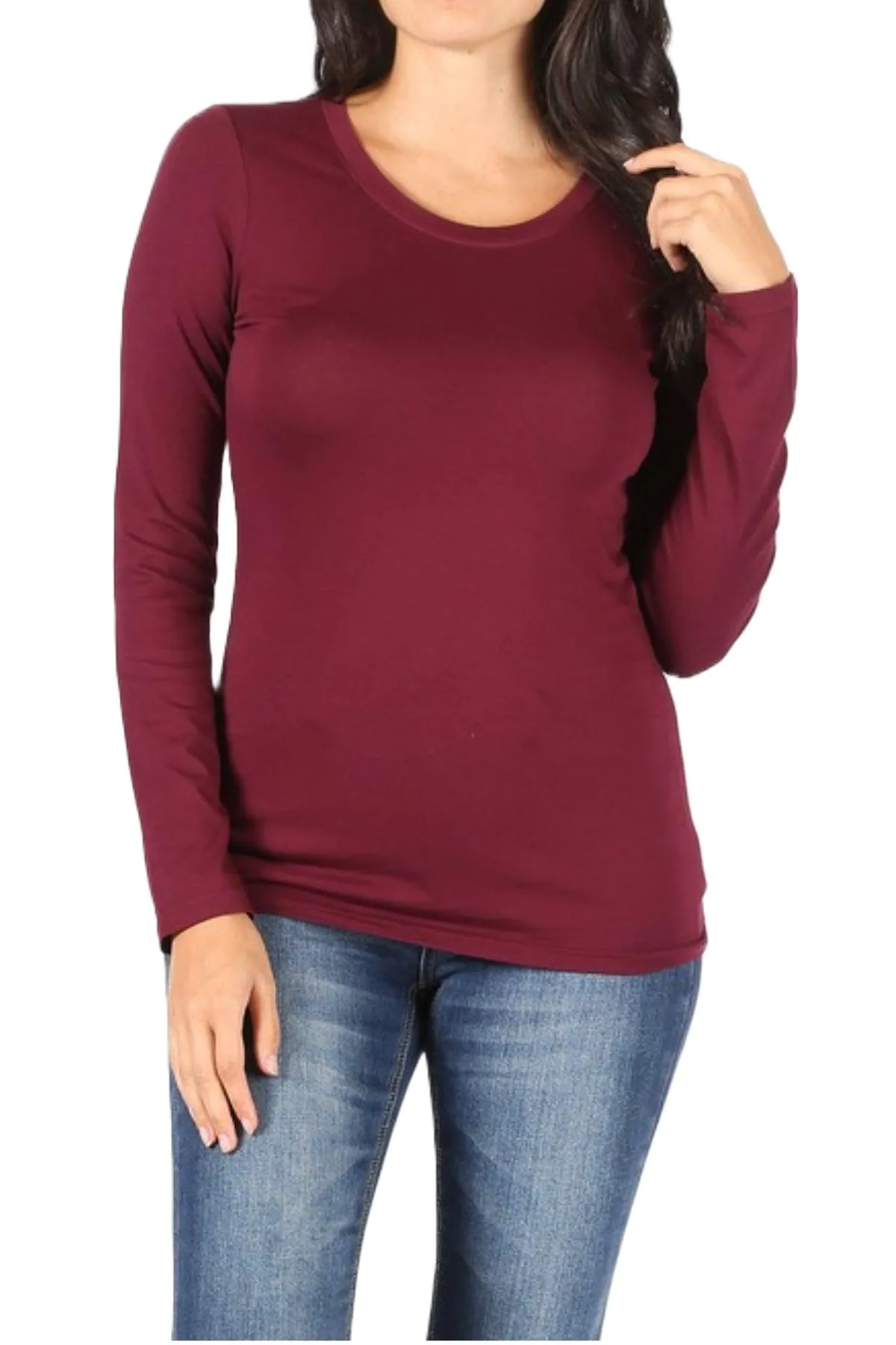 Women's Basic Long Sleeve Round Neck Tee