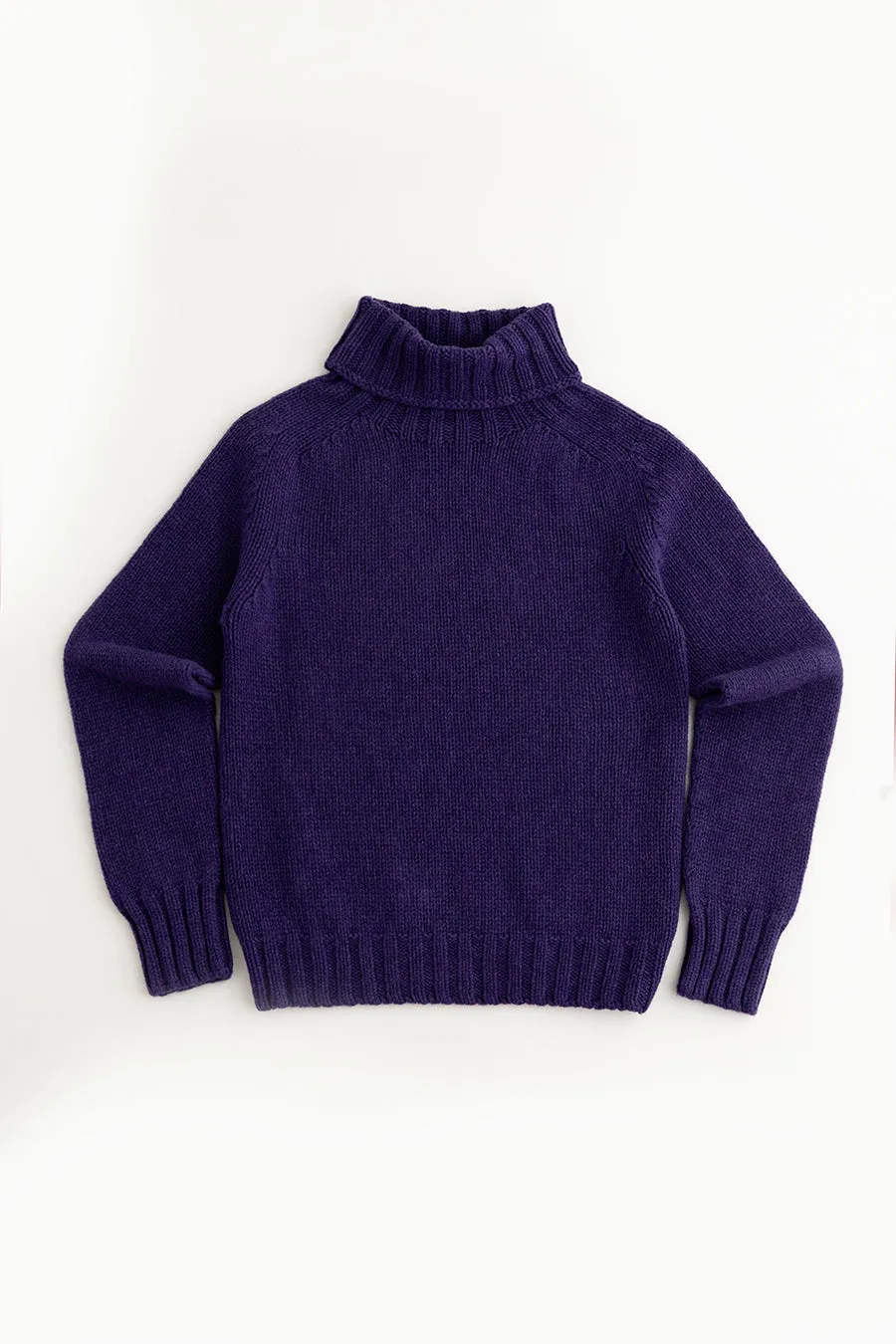 Womens Chunky Geelong Superfine Lambswool Polo Neck Jumper - Purple