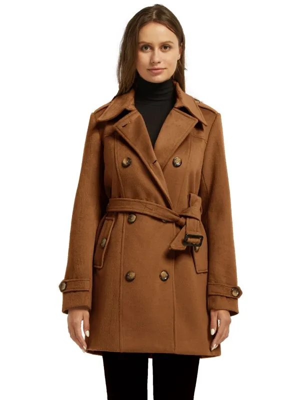 Women's Double Breasted Belted Pea Coat