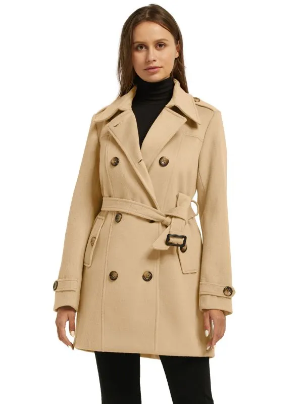 Women's Double Breasted Belted Pea Coat