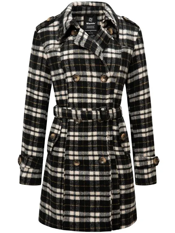 Women's Double Breasted Belted Pea Coat