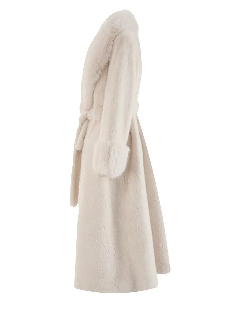 Women's Long Coat Faux Fur Collar & Cuffs