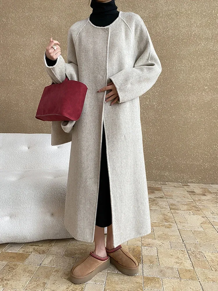 Women's Wool Blend Coat with Detachable Scarf